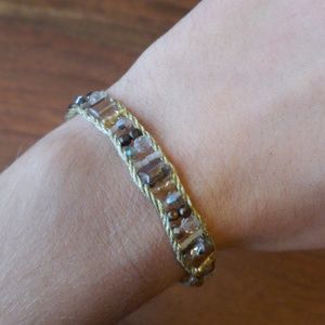 AEO Brown and Gold Bead & String Bracelet